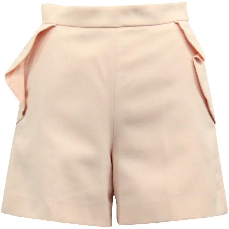 Sandro Paris Ruffled Detail Shorts in Pink Polyester