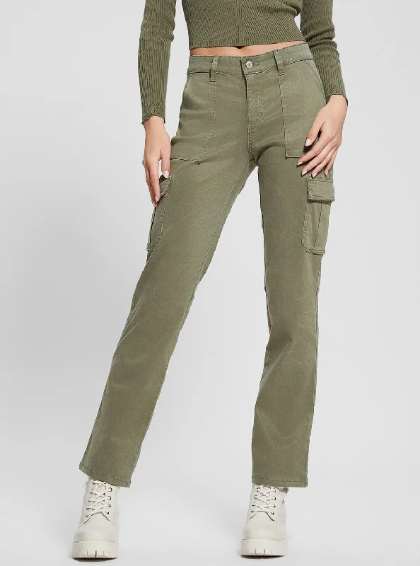 Green Straight-Leg Cargo Pants