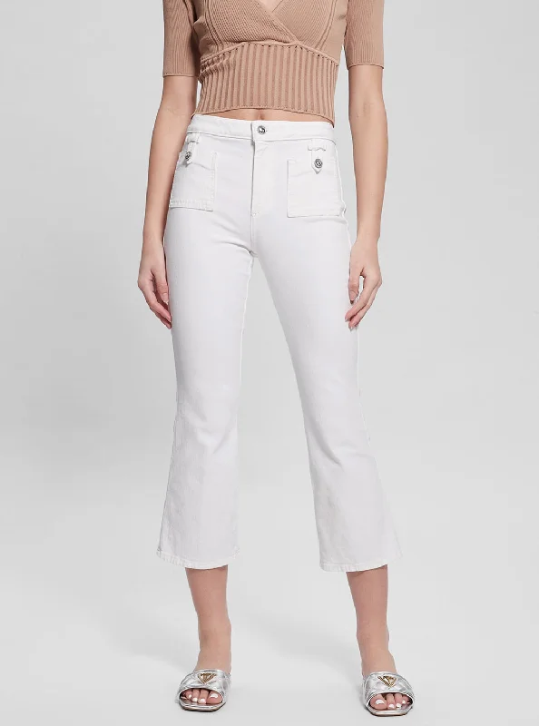 White Tahlia Kick Flare Pants