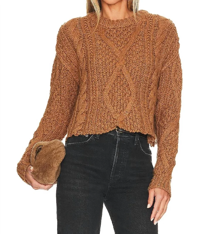 Cutting Edge Cable Sweater In Camel