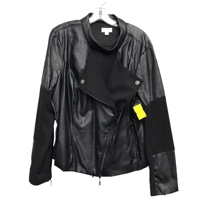 Jacket Moto By Bisou Bisou In Black, Size: 1x