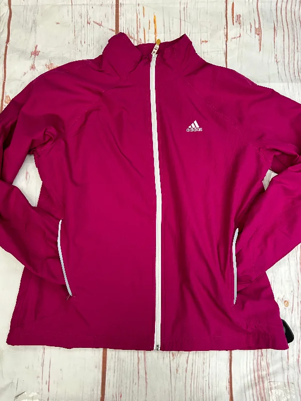 Jacket Windbreaker By Adidas In Magenta, Size: L