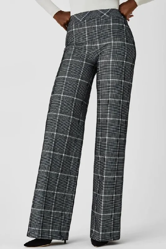 Spanx Ponte Jacquard Black Plaid Pants