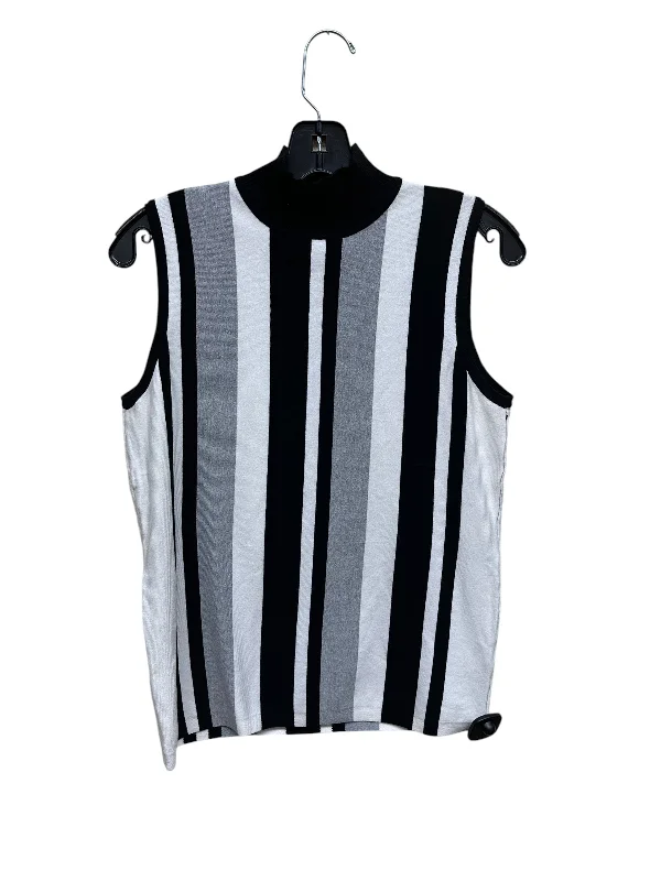 Top Sleeveless By Tahari By Arthur Levine In Black & Grey