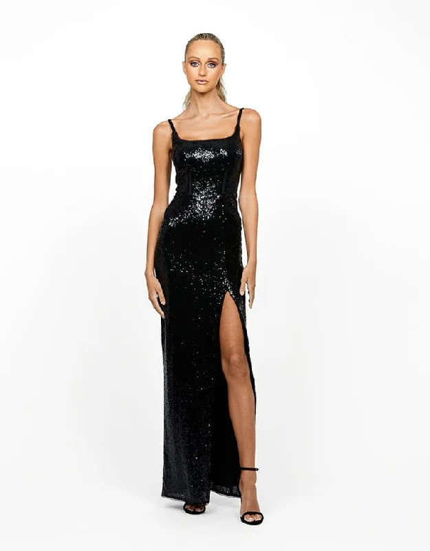 MIDNIGHT CORSET PANEL GOWN B55D09L