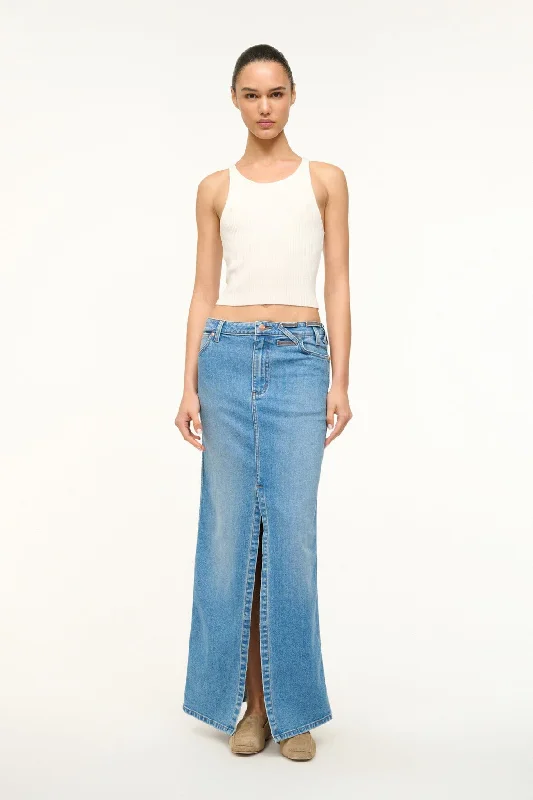 STAUD + WRANGLER THE MAXI SKIRT | MID BLUE