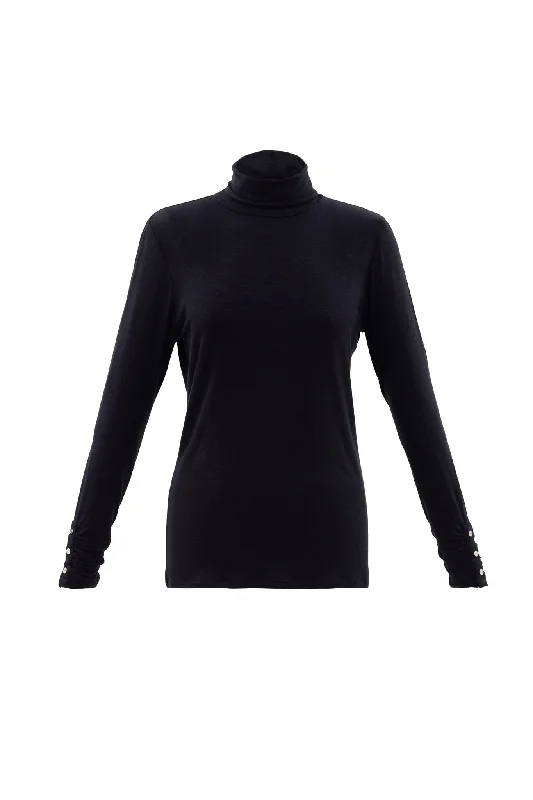 Marble  Ladies LT WEIGHT ROLL NECK Black