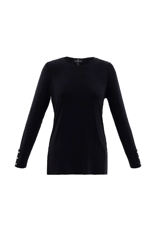 Marble Ladies LT WEIGHT ROUND NECK Black