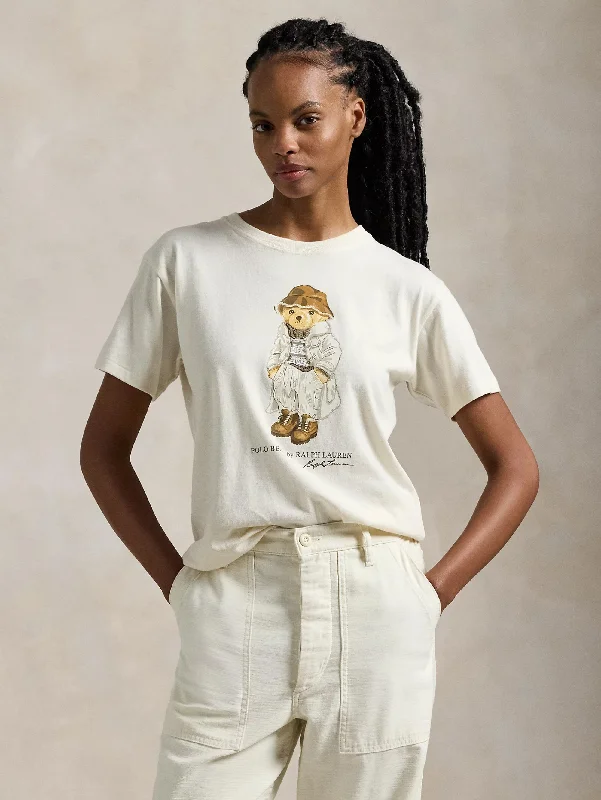 T-shirt con Stampa Polo Bear Crema